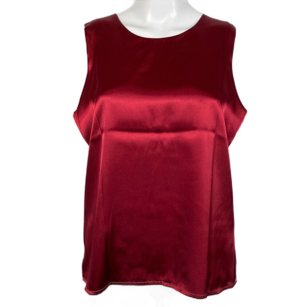 Susan‎ Graver Shirt Womens Sz S Red Gold Blue Green Reversible Sleeveless Shell
